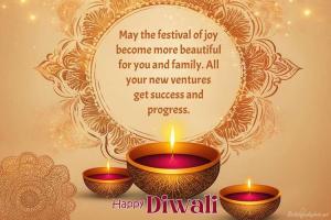 Diwali Greeting Card With Diya Lights Under Moonlight