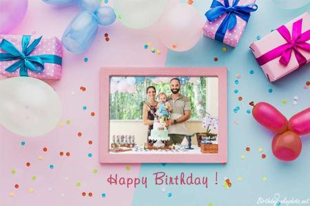 Lovely Birthday Photo Frame With Your Photo