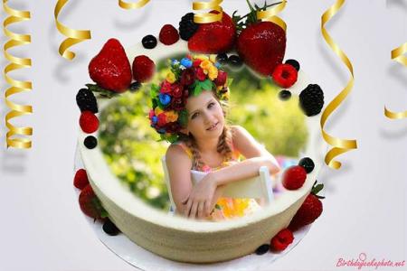 Happy Fruit Birthday Cakes With Photo Edit