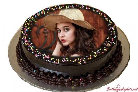 Happy Chocolate Birthday Cake With Photo Edit