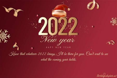 Happy New Year 2022 Celebration Card With Red Background