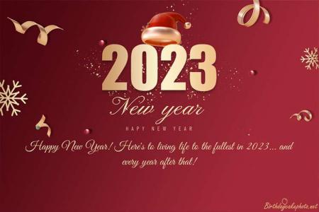 Happy New Year 2023 Celebration Card With Red Background