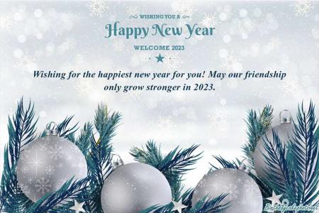 Write Wishes On New Year Card 2023 With Silver Globe Background