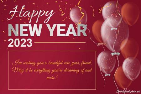 Free Happy New Year 2023 Greeting Card With Balloons