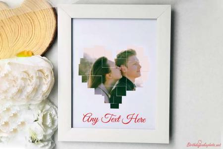 Romantic Heart Love Photo Frame With Text