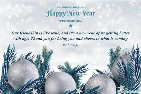 Write Wishes On New Year Card 2024 With Silver Globe Background