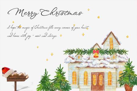 Watercolor Christmas Greeting Card With Christmas Atmosphere