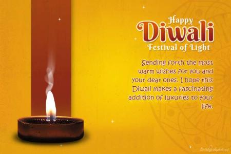 Customize Happy Diwali Wishes Card With Diya Lights And Golden Background