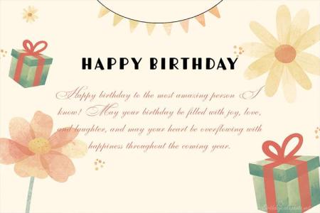 Watercolor Floral Birthday Greeting Card Template With Name Wishes