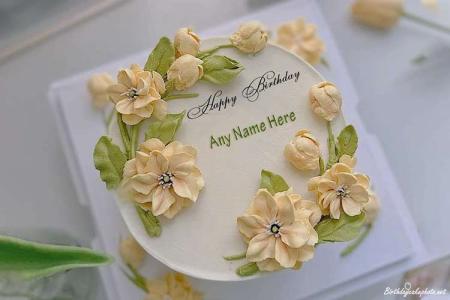 Yellow Flowers Birthday Cake Images With Name Generator