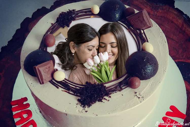 Happy Birthday Cake For Mother With Photo On It