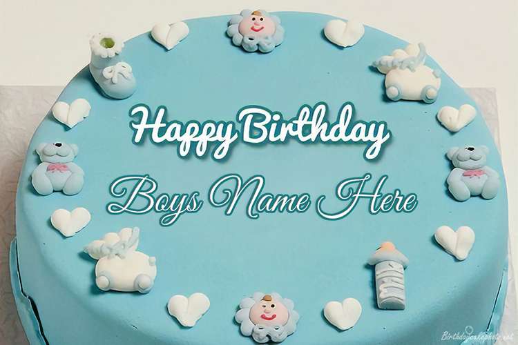 Baby Boys Birthday Wishes Cake With Name Edit