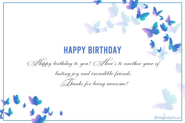Happy Birthday Wishes Image With Blue Butterfly